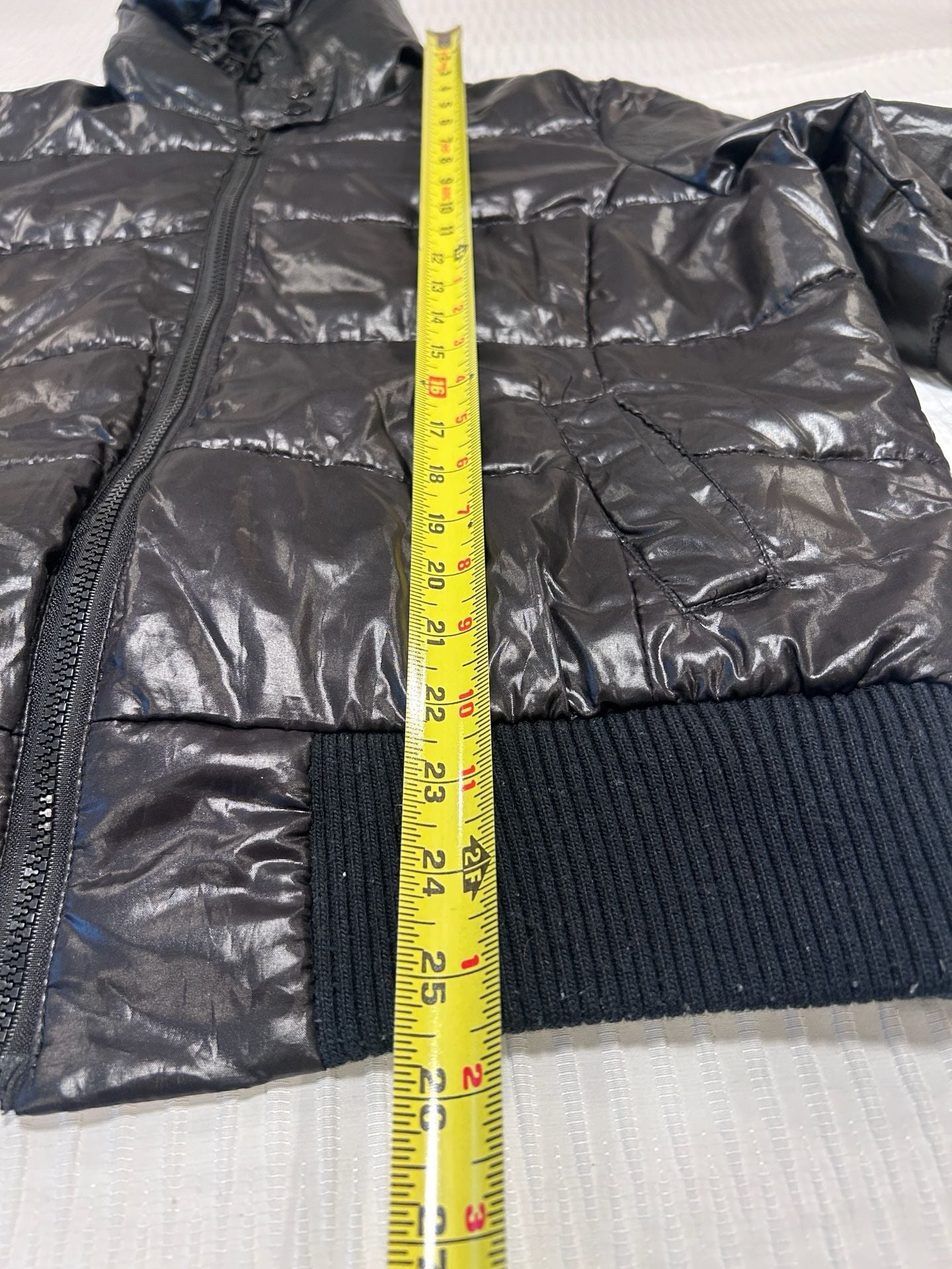 Aeropostale Puffer Jacket Size XL Black Shiny Hooded Puffer Coat 7