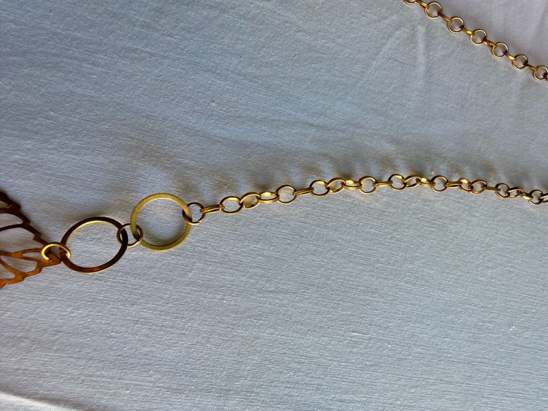 Unbranded Gold-Tone Leaf and Circle Link Chain Belt Necklace 4