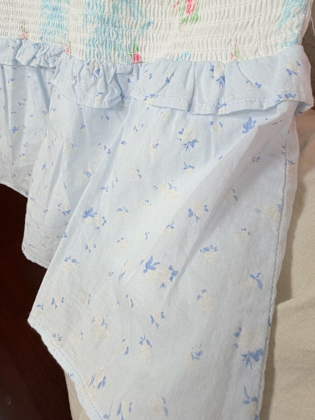 LoveShackFancy Juliet Ribbon Dress Size 12 Girls White Floral Smocked Ruffle 5