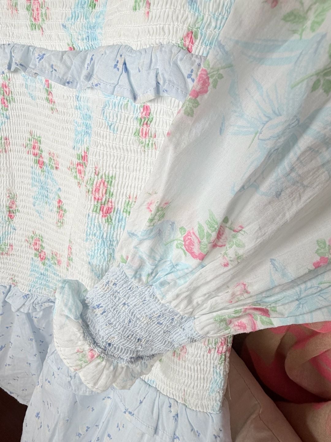 LoveShackFancy Juliet Ribbon Dress Size 12 Girls White Floral Smocked Ruffle 6