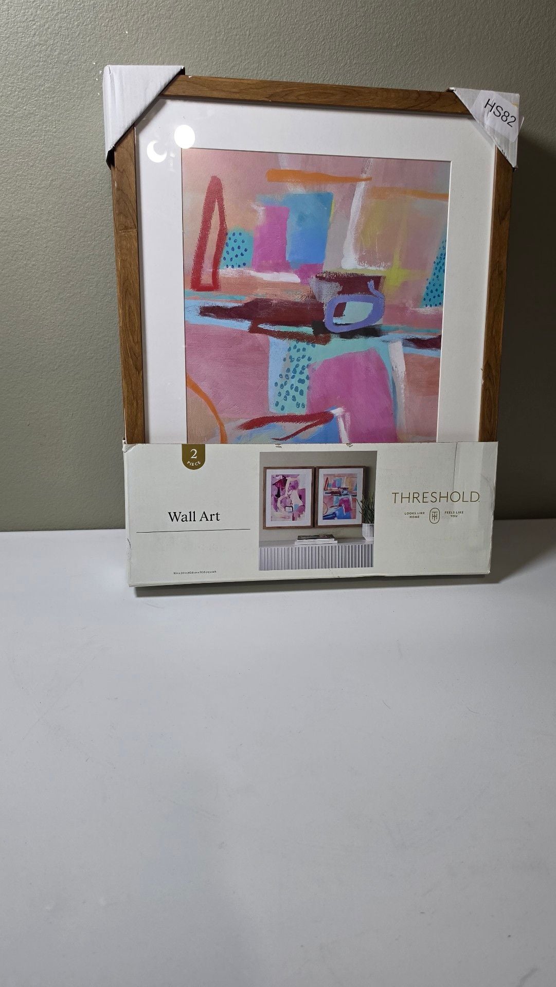 Threshold Wall Art 16 x 20 2 Piece Set Framed Under Glass Abstract 1