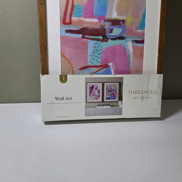 Threshold Wall Art 16 x 20 2 Piece Set Framed Under Glass Abstract