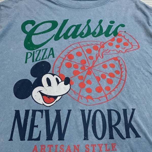Disney Mickey Mouse T-Shirt Size XL Blue Pizza New York Artisan Style