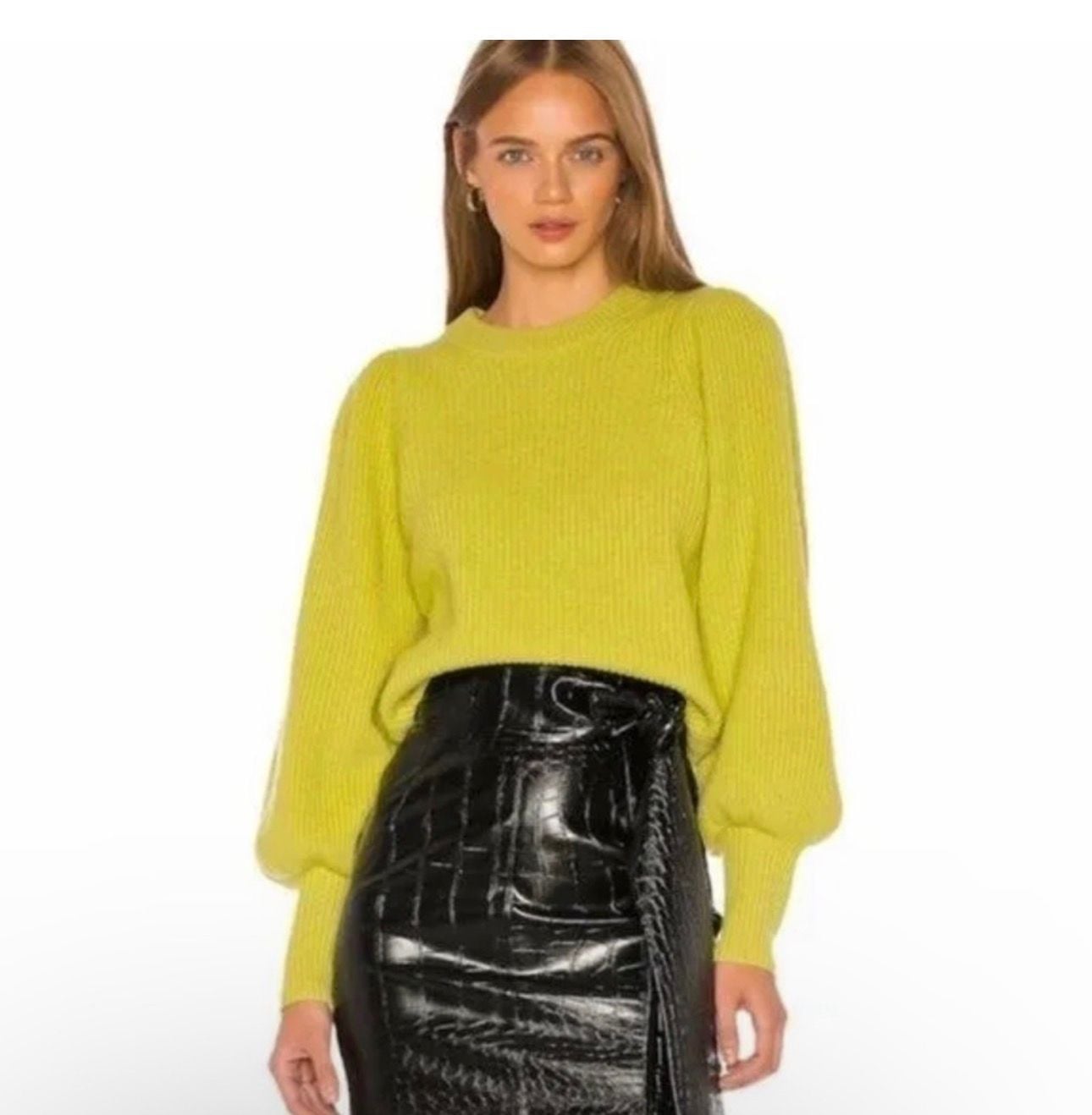 A.L.C. Eliana Sweater Sz Medium Balloon Sleeve Pullover Cashmere Wool Blend ALC 2
