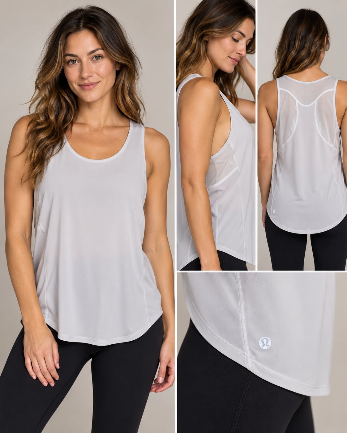 Lululemon Sculpt Tank Top White Mesh Workout Athletic Sleeveless 2