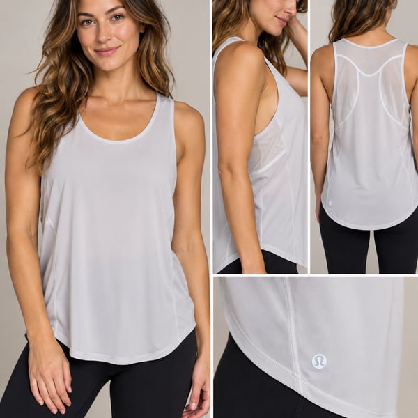 Lululemon Sculpt Tank Top White Mesh Workout Athletic Sleeveless