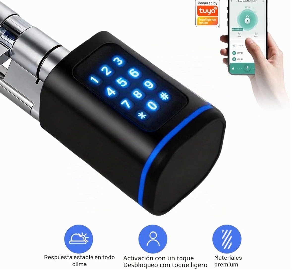 Smart Door Lock Cylinder Electronic Keyless Lock Black 3