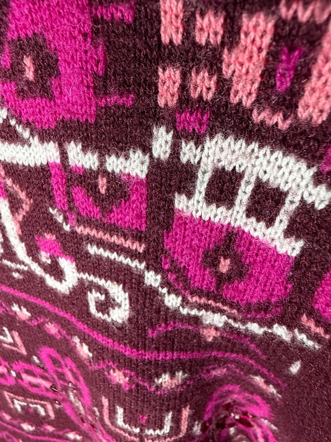 NWT Talbots Maroon Pink Fair Isle Lambswool Beaded Jewel Sweater Size S 4