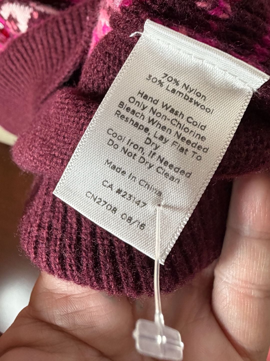 NWT Talbots Maroon Pink Fair Isle Lambswool Beaded Jewel Sweater Size S 7