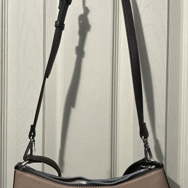 Nine West Two Tone Shoulder Bag Brown Tan Crossbody