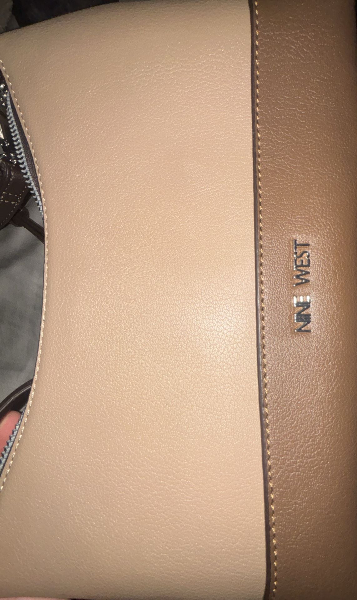 Nine West Two Tone Shoulder Bag Brown Tan Crossbody 5