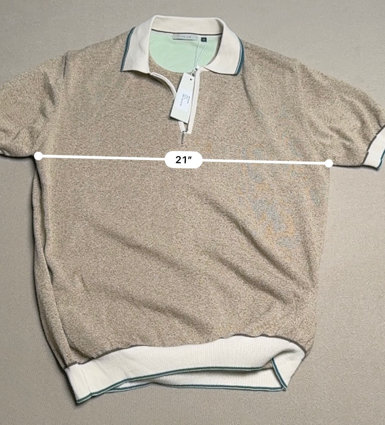 CODICE Knitted Polo Shirt Size 52 Beige Cotton Short Sleeve 5