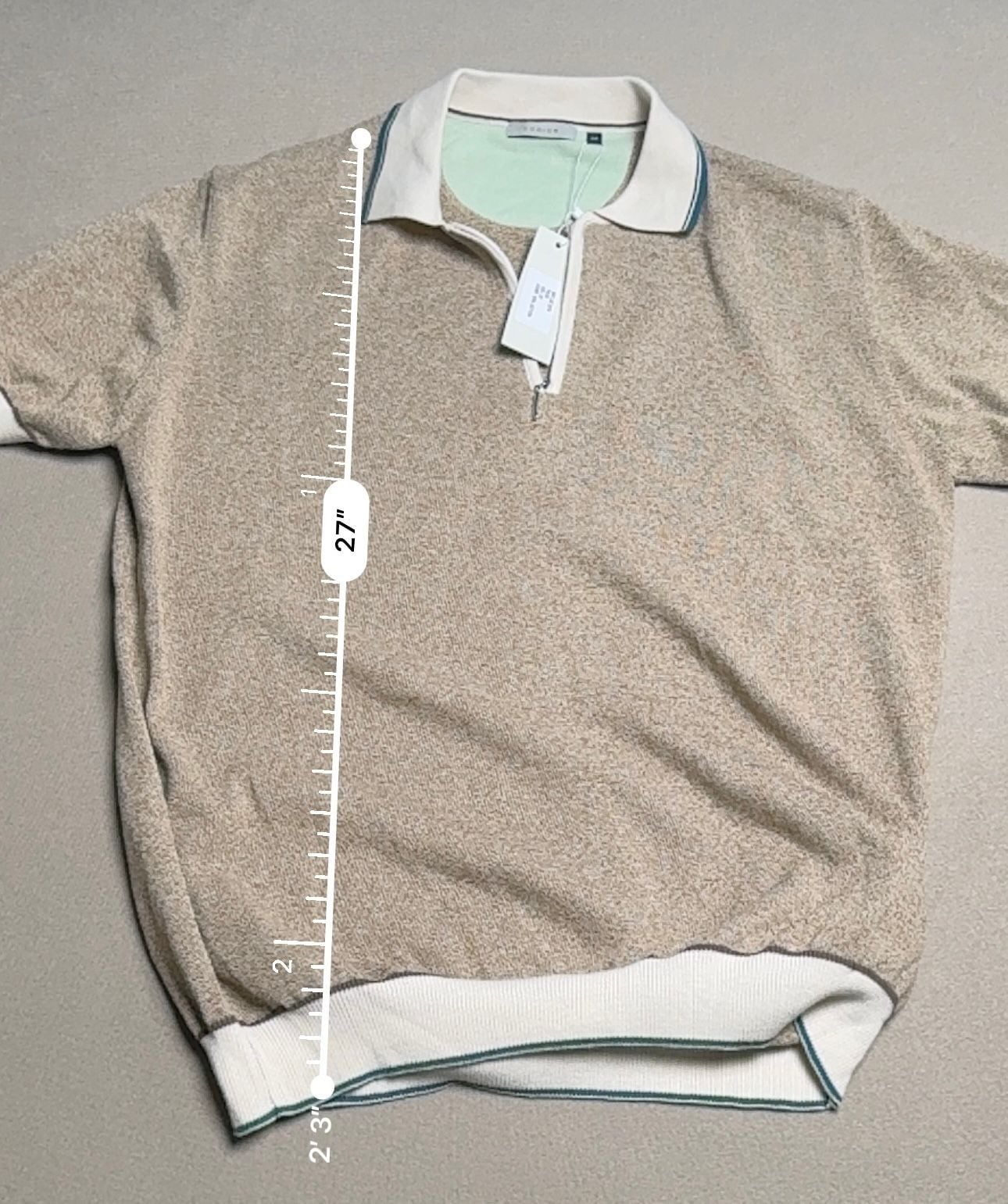 CODICE Knitted Polo Shirt Size 52 Beige Cotton Short Sleeve 6