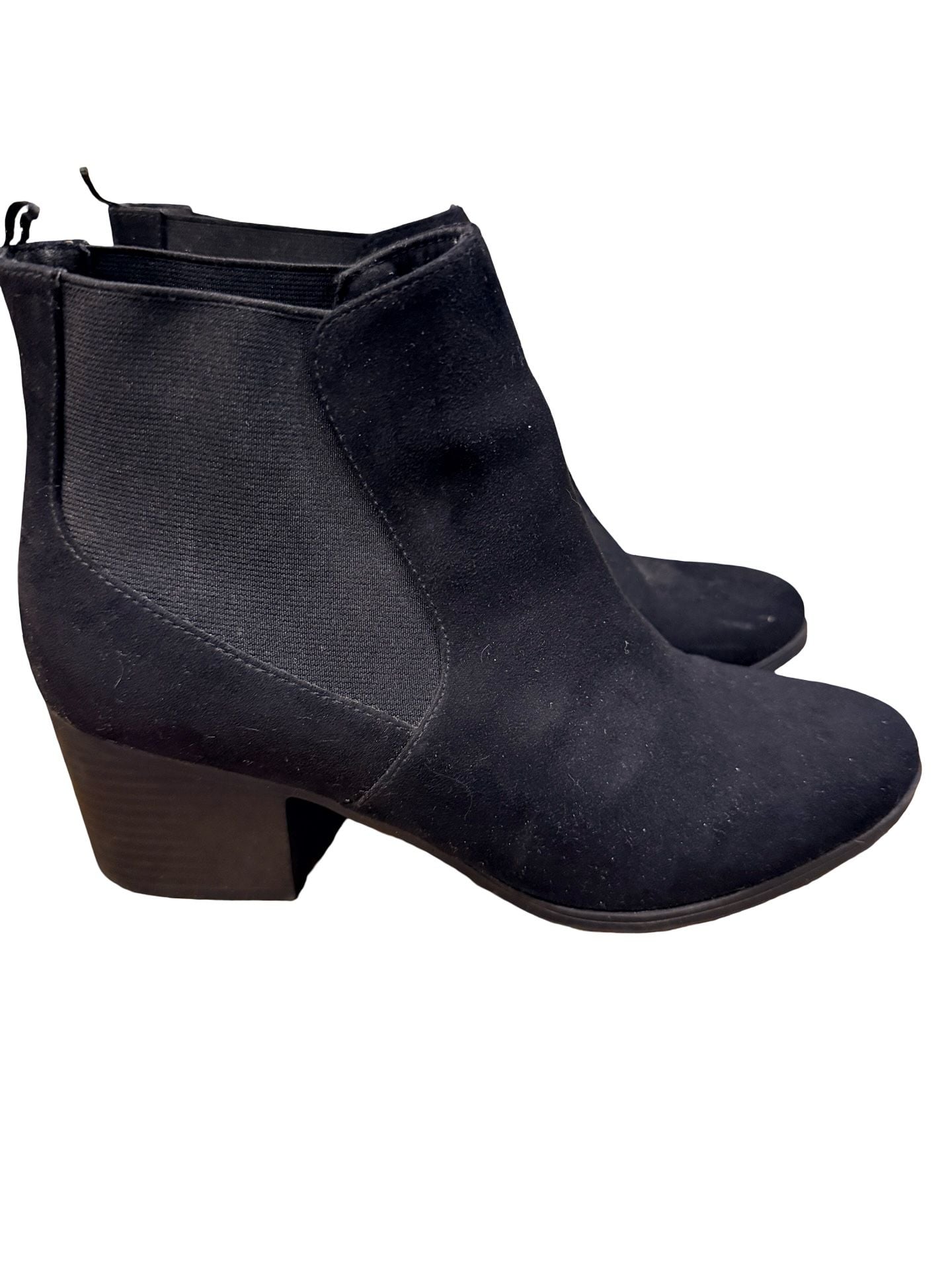 Divided H&M Chelsea Ankle Boots Size 8 Black Suede Block Heel 2