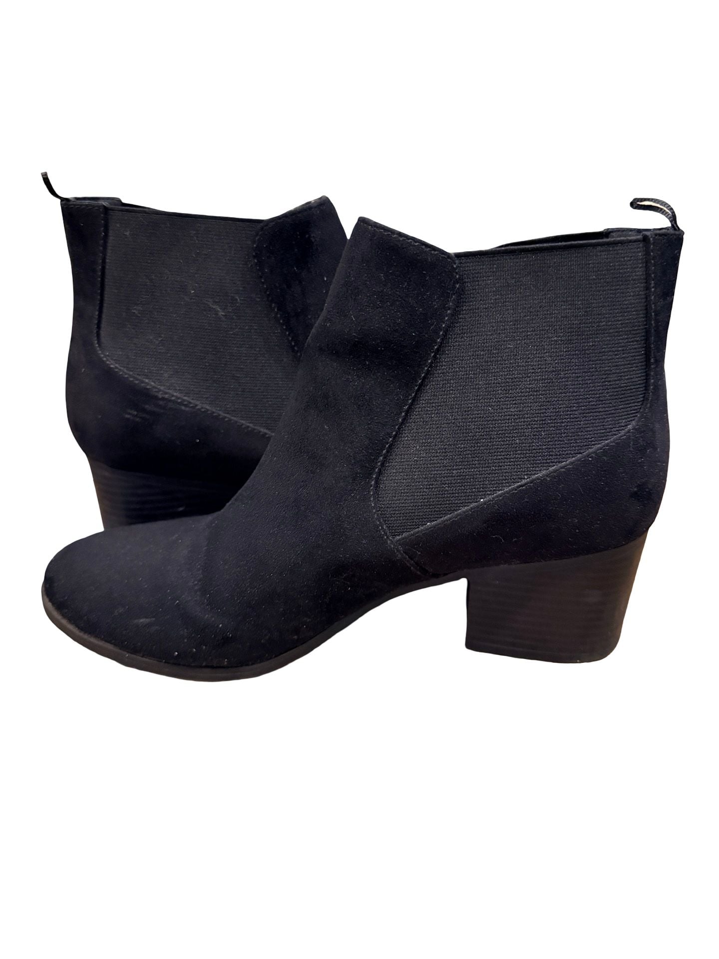 Divided H&M Chelsea Ankle Boots Size 8 Black Suede Block Heel 3