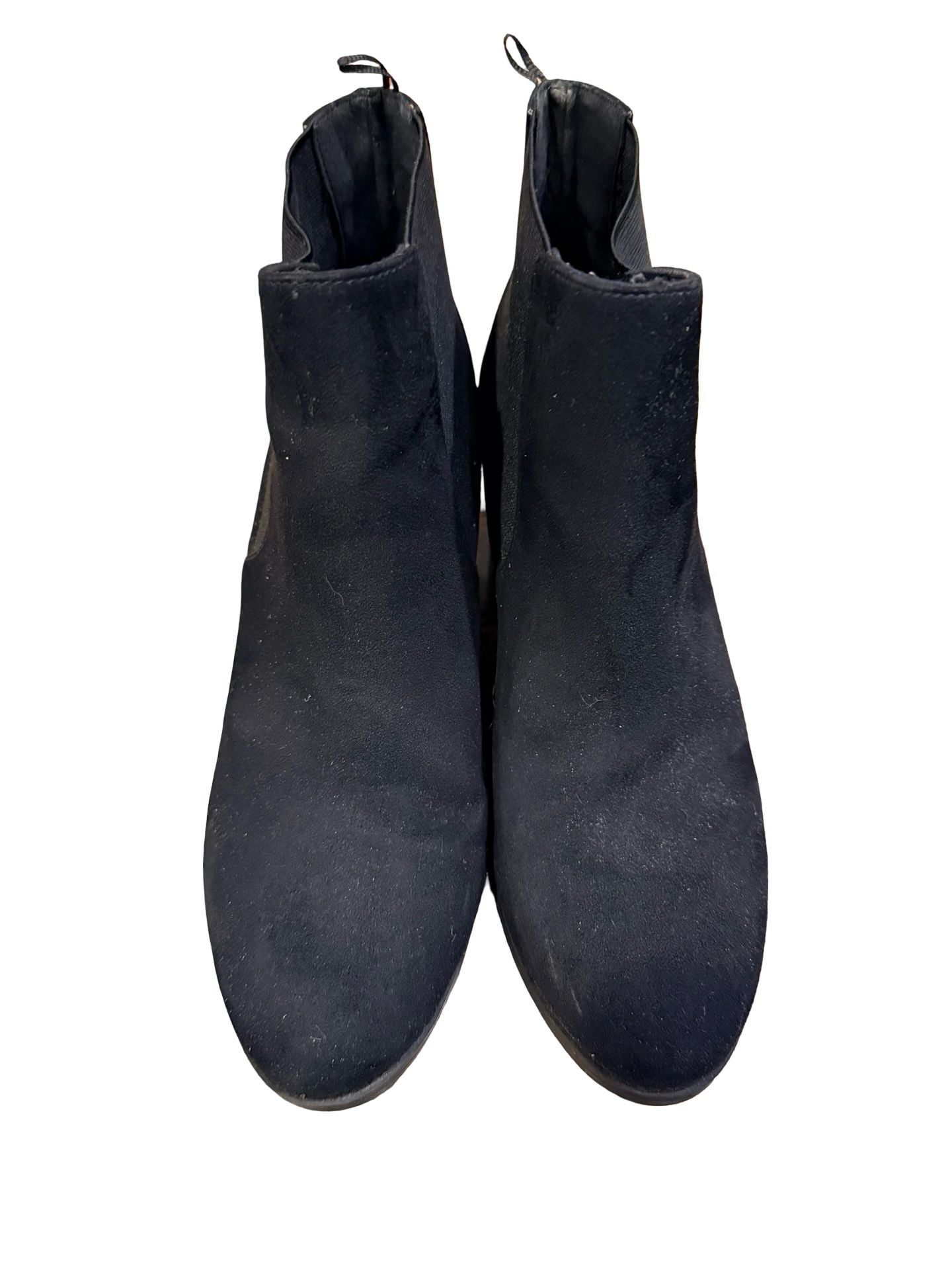 Divided H&M Chelsea Ankle Boots Size 8 Black Suede Block Heel 4