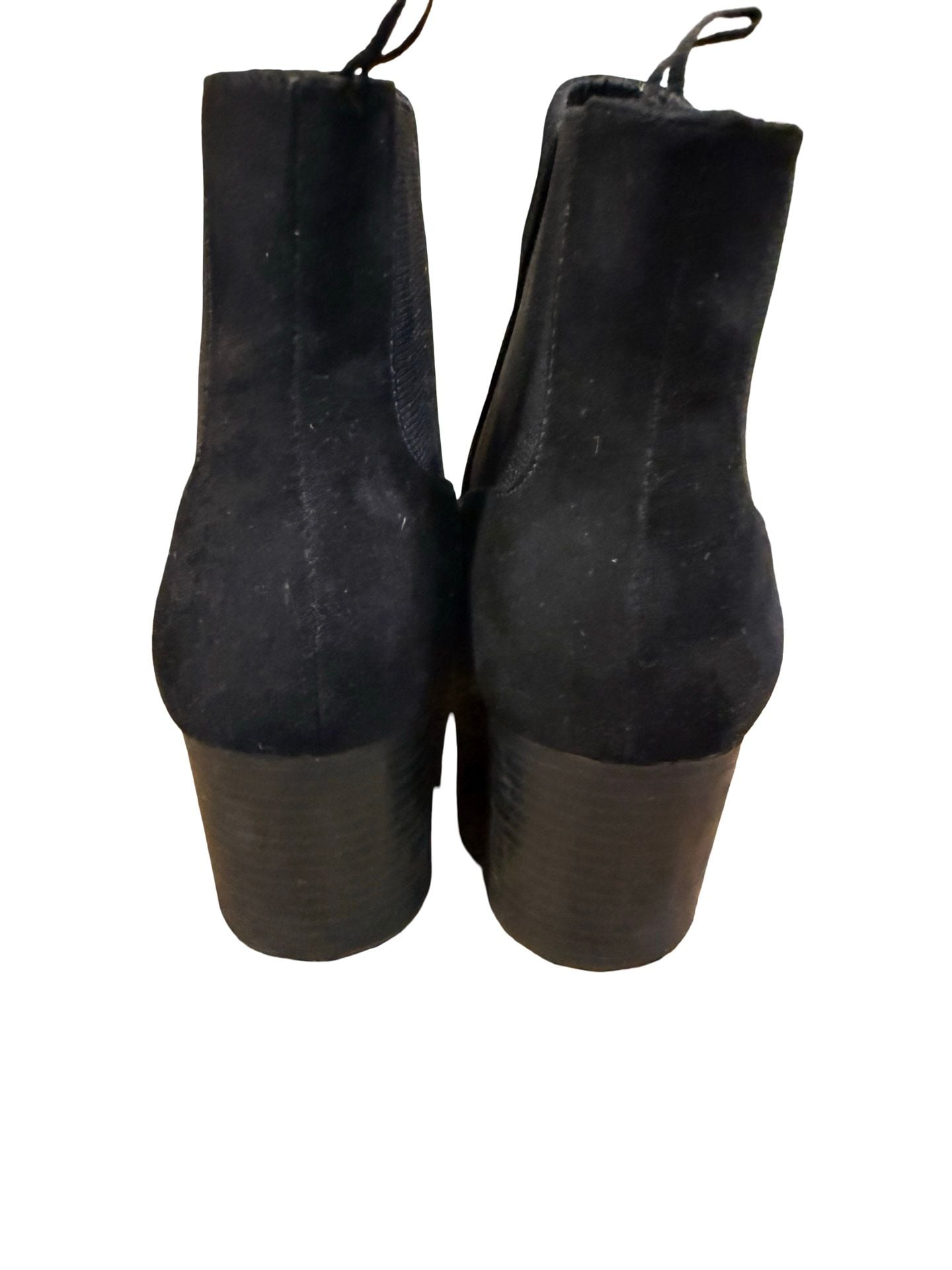 Divided H&M Chelsea Ankle Boots Size 8 Black Suede Block Heel 5