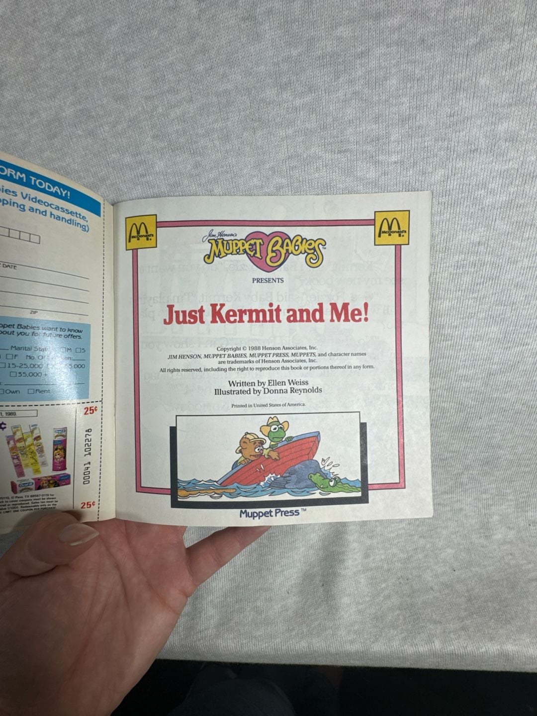 Muppet Press Just Kermit And Me 1988 Vintage McDonald's Book 4