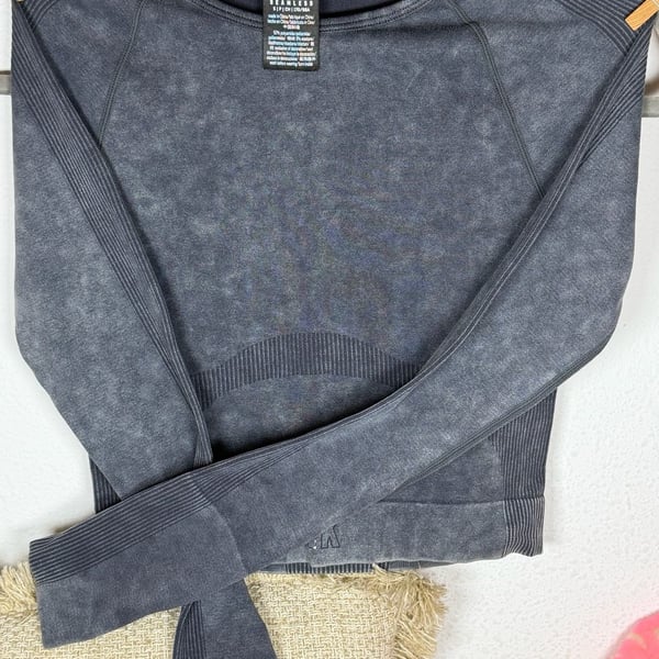 Victoria's Secret Pink Seamless Workout Cropped Crew Grey Wash Womens XS