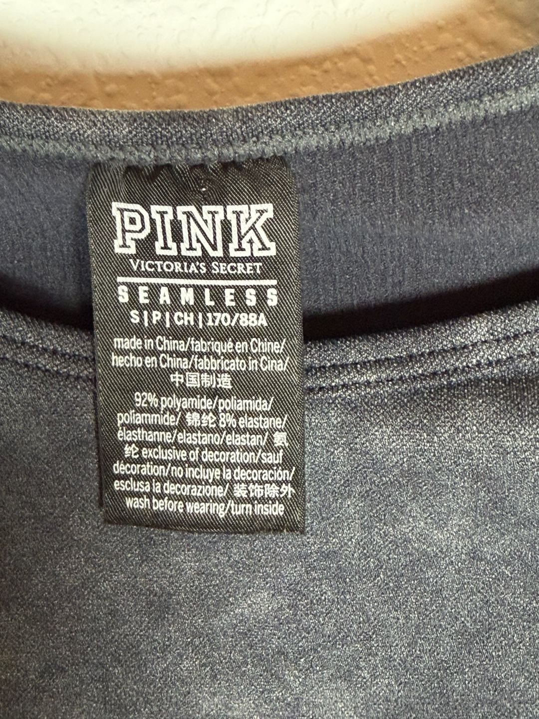 Victoria's Secret Pink Seamless Workout Cropped Crew Grey Wash Womens XS 3