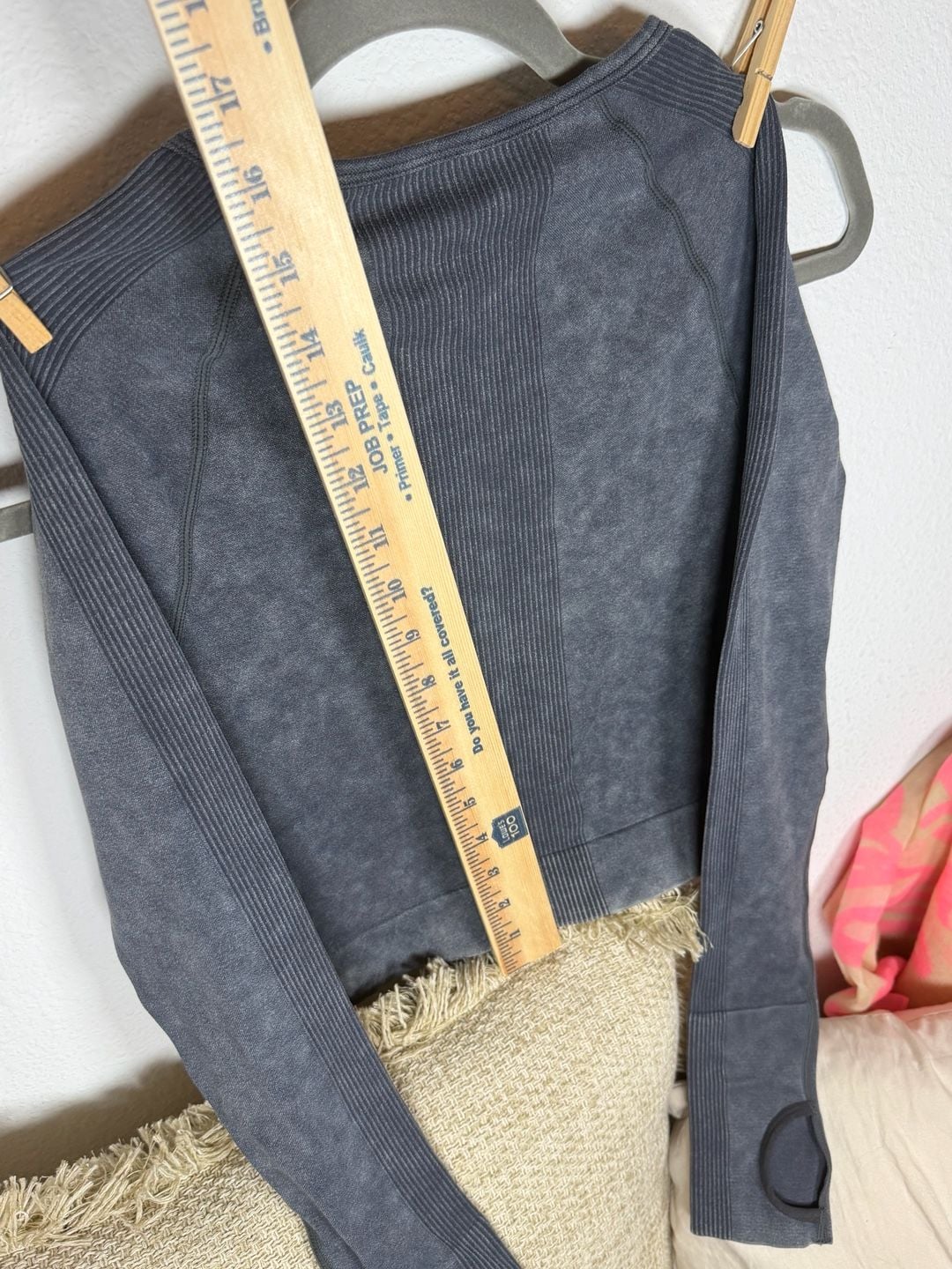 Victoria's Secret Pink Seamless Workout Cropped Crew Grey Wash Womens XS 7