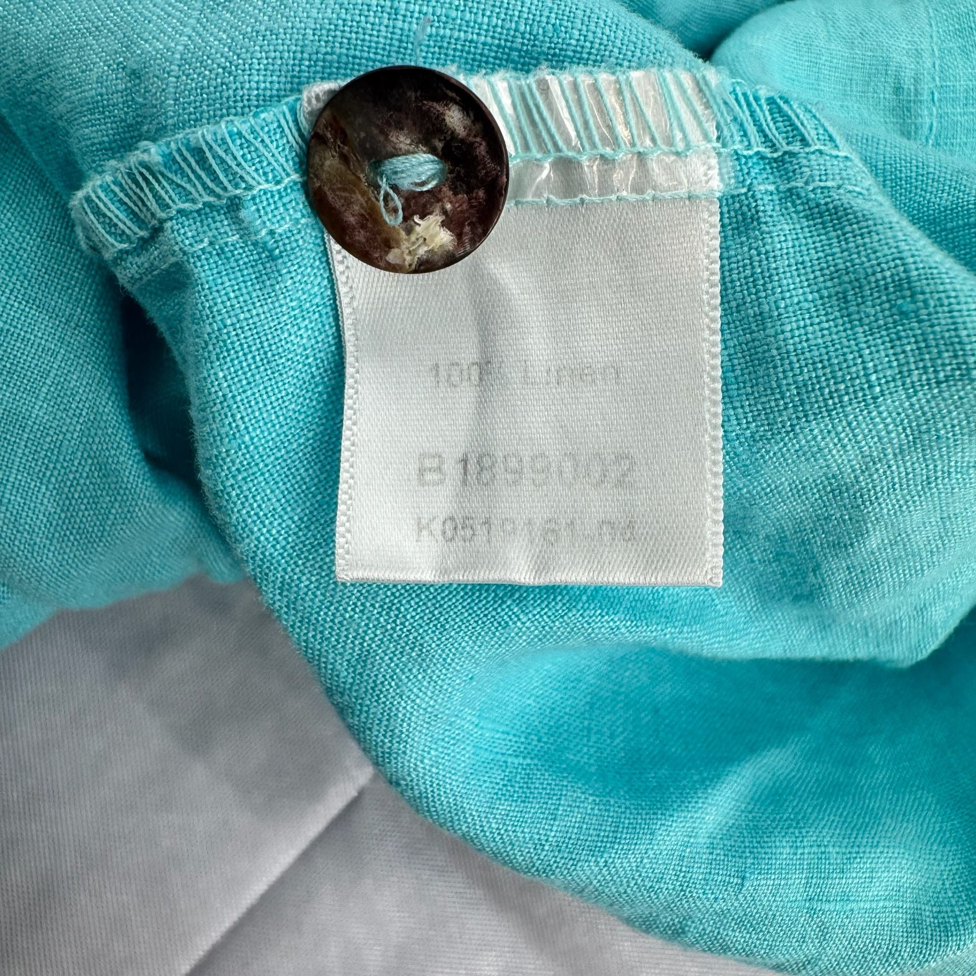 Kleen Linen Dress Size S Turquoise Sleeveless Button Front Pockets 5