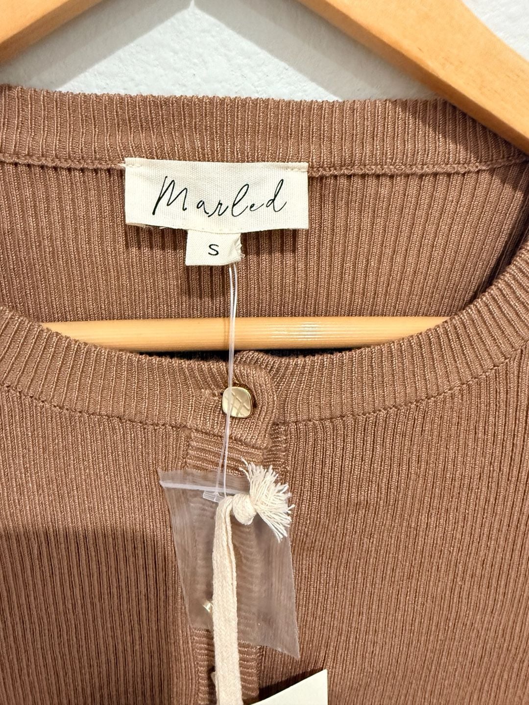 Marled Cardigan Size S Brown Ribbed Button Front 3