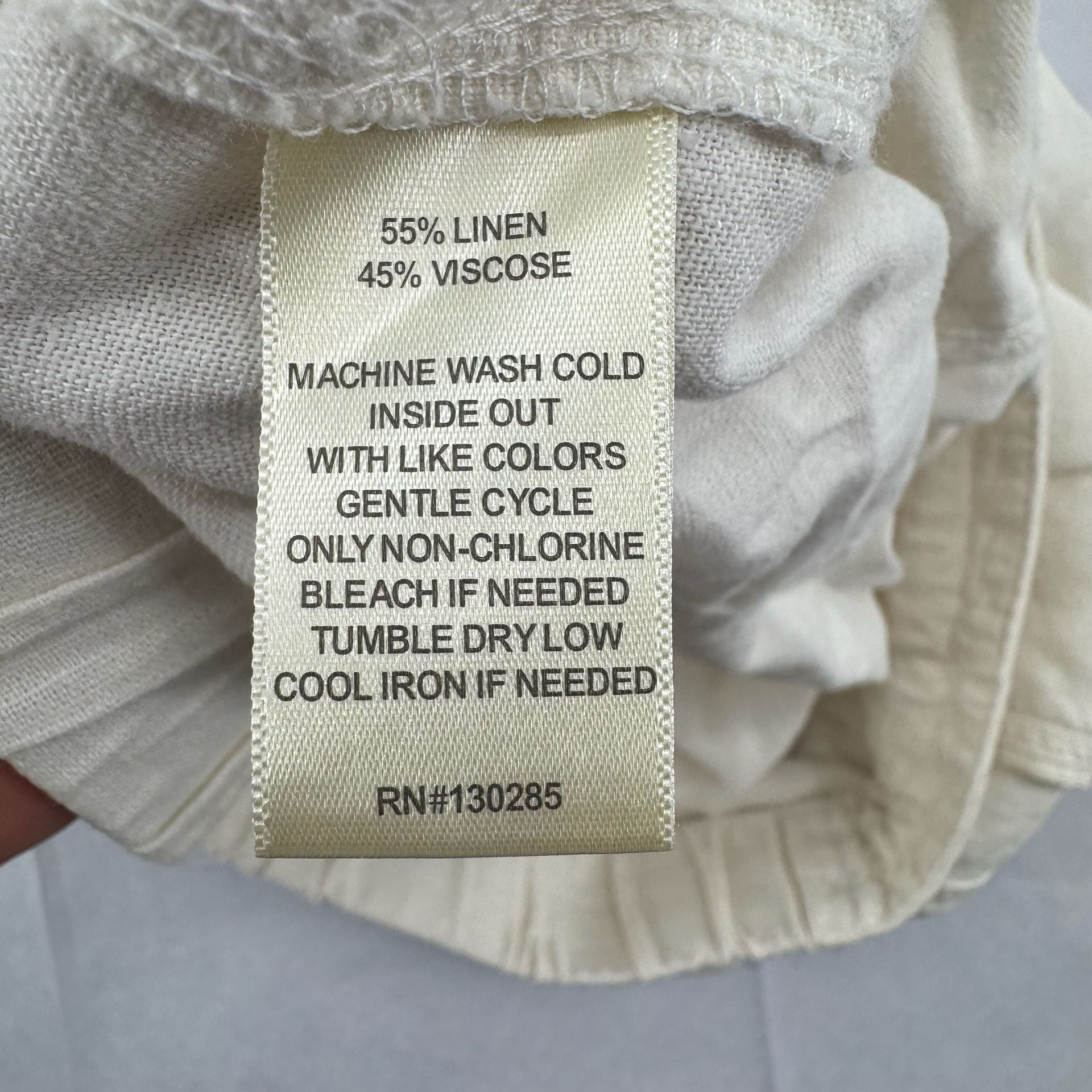Per Se Linen Blend Drawstring Pants Size L White Wide Leg 6