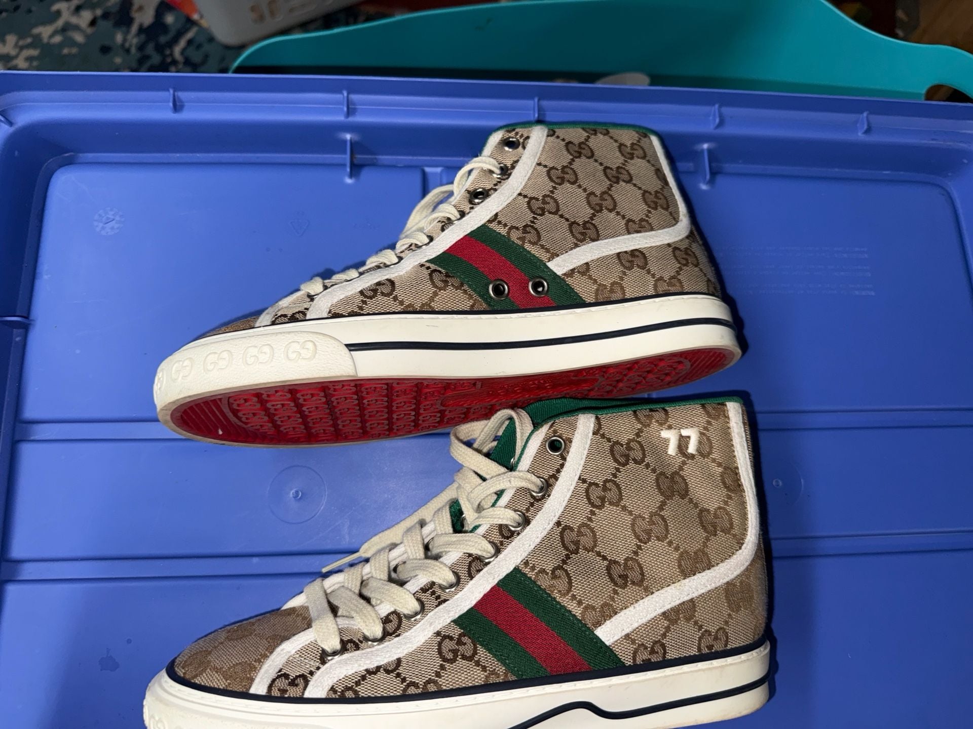 Gucci Tennis 1977 High Top Sneaker GG Canvas Beige 5