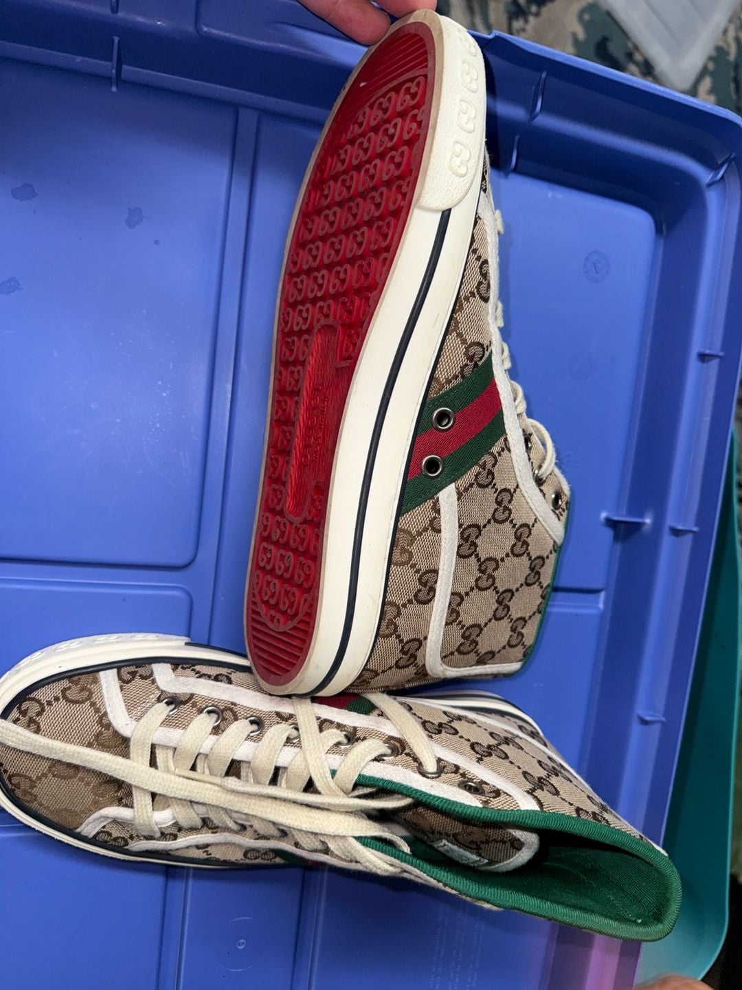 Gucci Tennis 1977 High Top Sneaker GG Canvas Beige 7