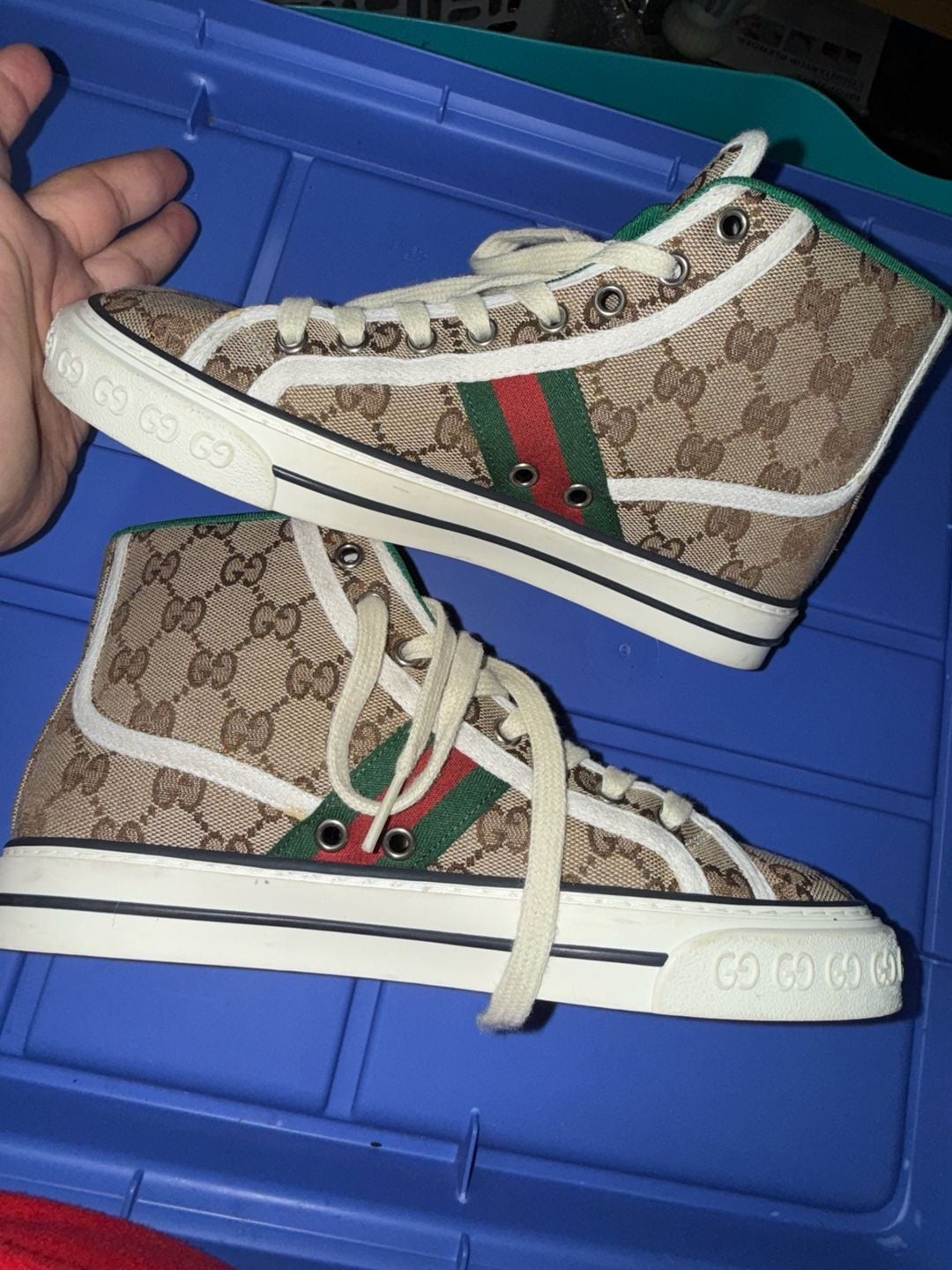 Gucci Tennis 1977 High Top Sneaker GG Canvas Beige 10