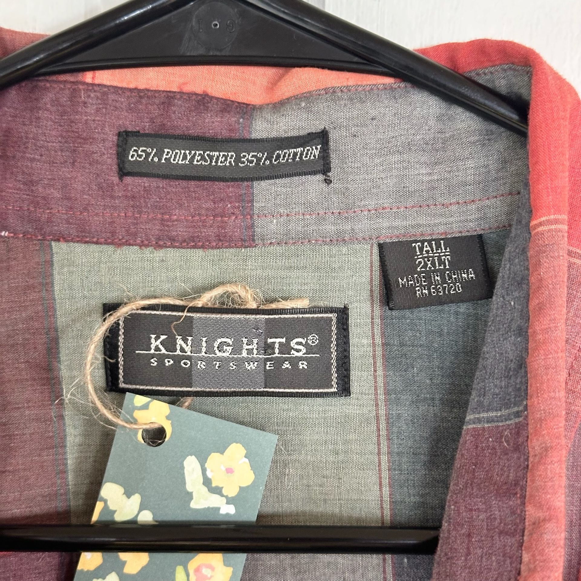Vintage Knights Plaid Short Sleeve Button-Down Shirt, Size Large Tall 4