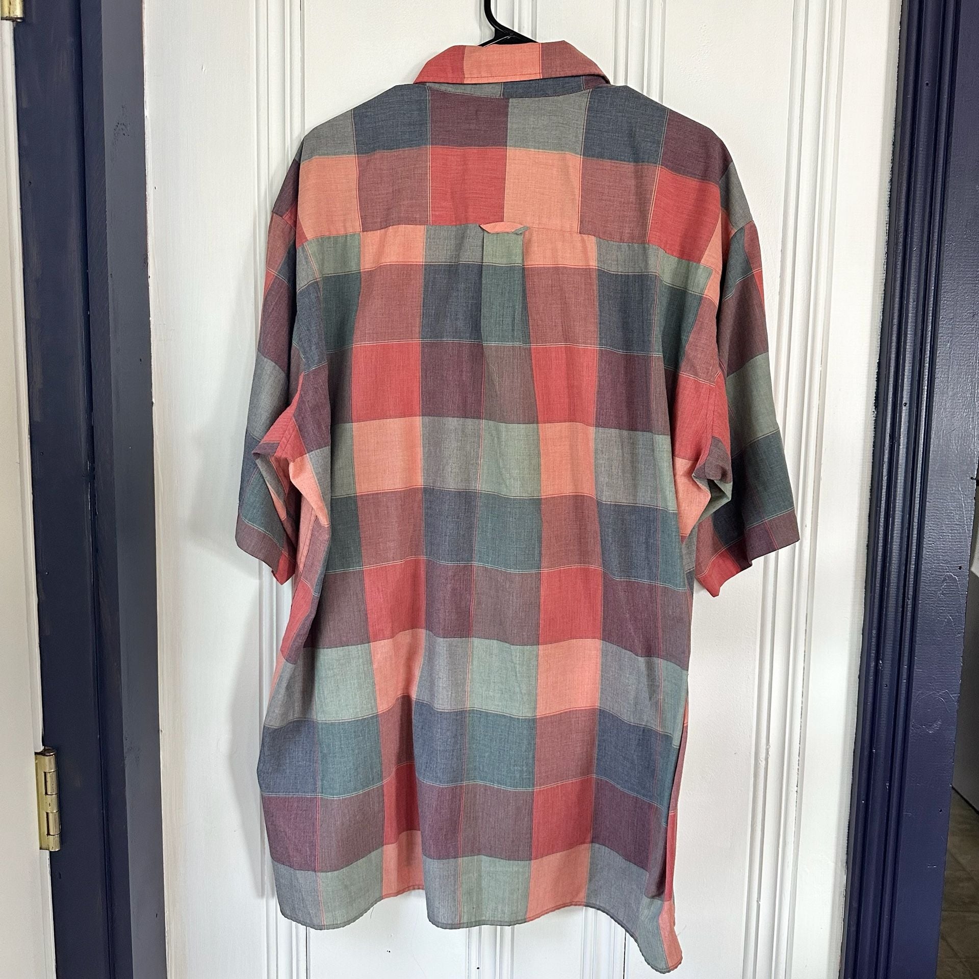 Vintage Knights Plaid Short Sleeve Button-Down Shirt, Size Large Tall 5