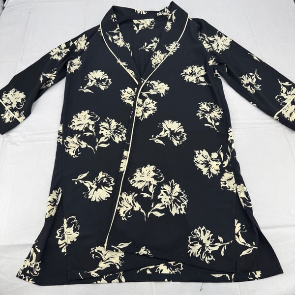Treasure & Bond Floral Kimono Robe Size XS/S Black Ivory