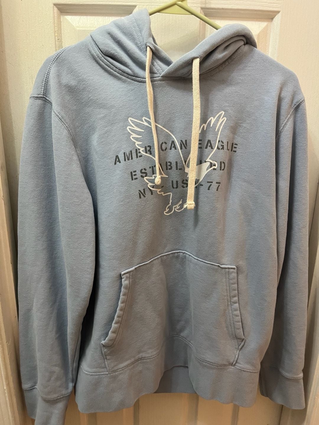 American Eagle Super Soft Graphic Pullover Hoodie Size M Blue 2