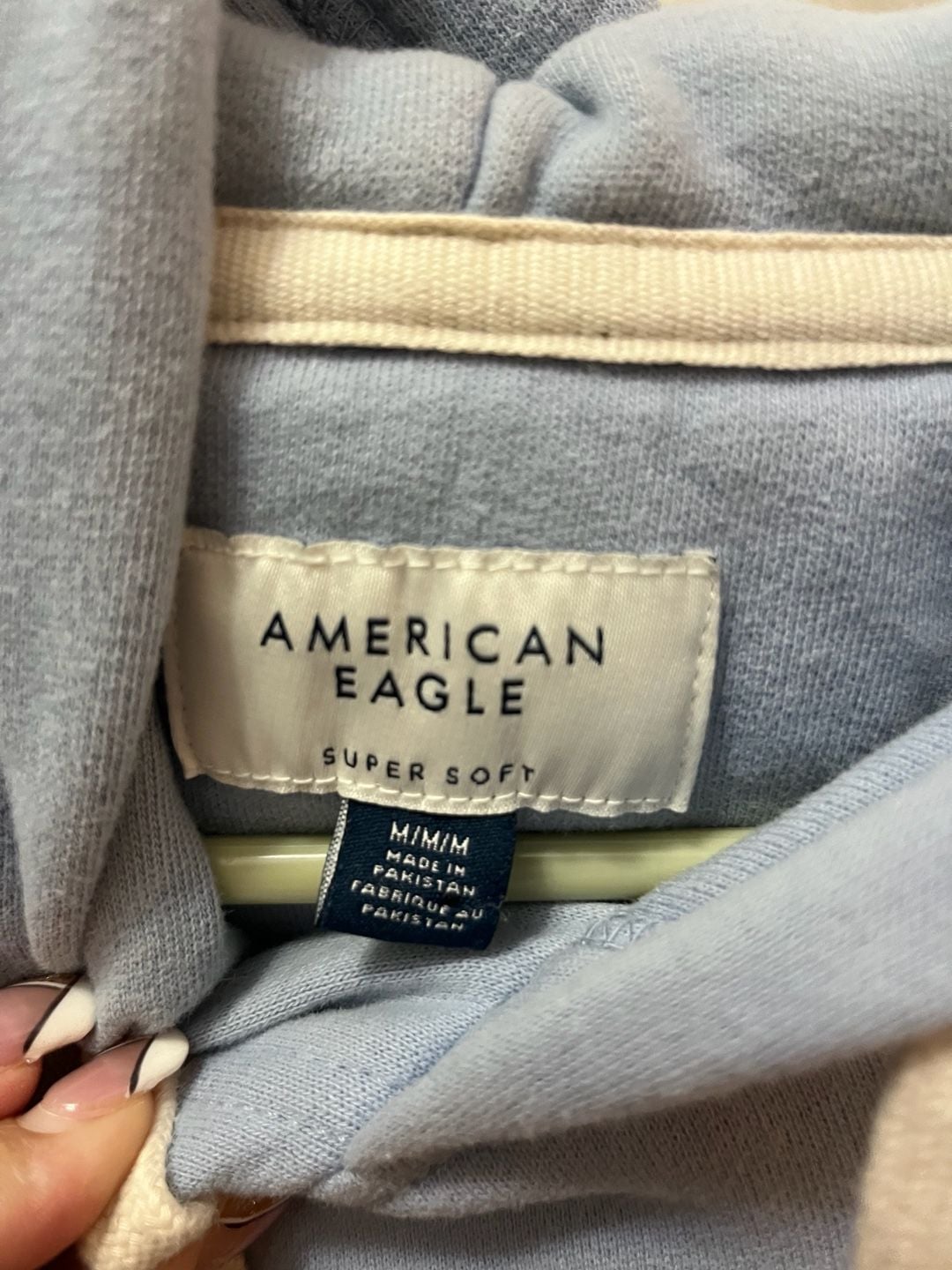 American Eagle Super Soft Graphic Pullover Hoodie Size M Blue 4