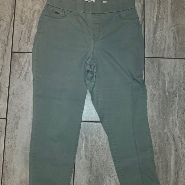 Nine West Heidi Pull On Crop Pants Size 14 Green