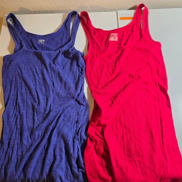 Mossimo Supply Co. Ribbed Tank Top Size L Indigo And Red 2 Pack