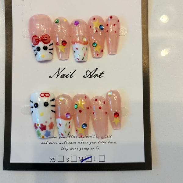 Sanrio Hello Kitty Nail Art Press On Nails Size M