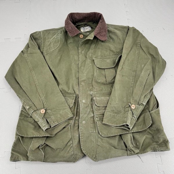 VTG 40s Hinson Bodyguard Hunting Jacket 44 Canvas Ammo Game Pocket Corduroy