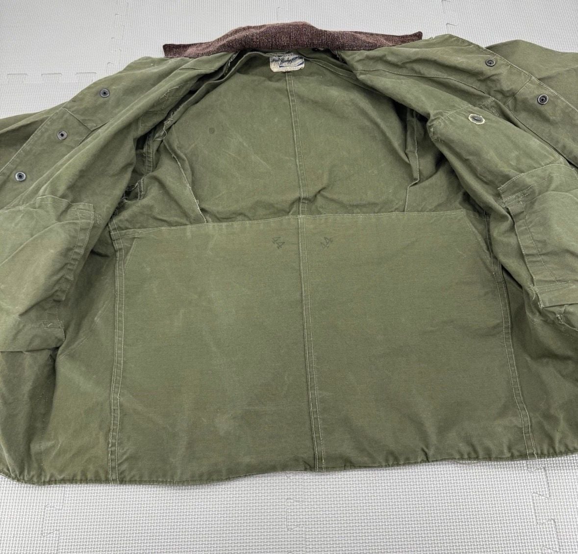 VTG 40s Hinson Bodyguard Hunting Jacket 44 Canvas Ammo Game Pocket Corduroy 5