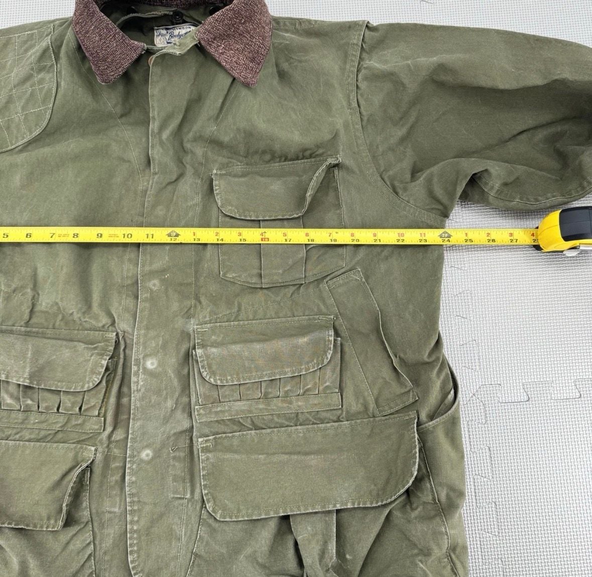VTG 40s Hinson Bodyguard Hunting Jacket 44 Canvas Ammo Game Pocket Corduroy 7