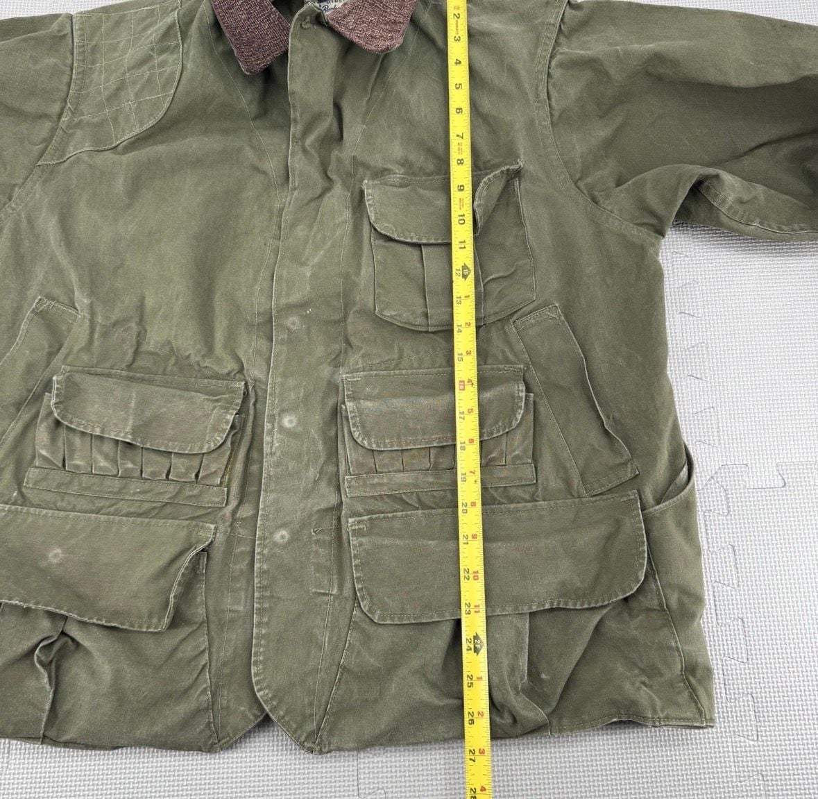 VTG 40s Hinson Bodyguard Hunting Jacket 44 Canvas Ammo Game Pocket Corduroy 8