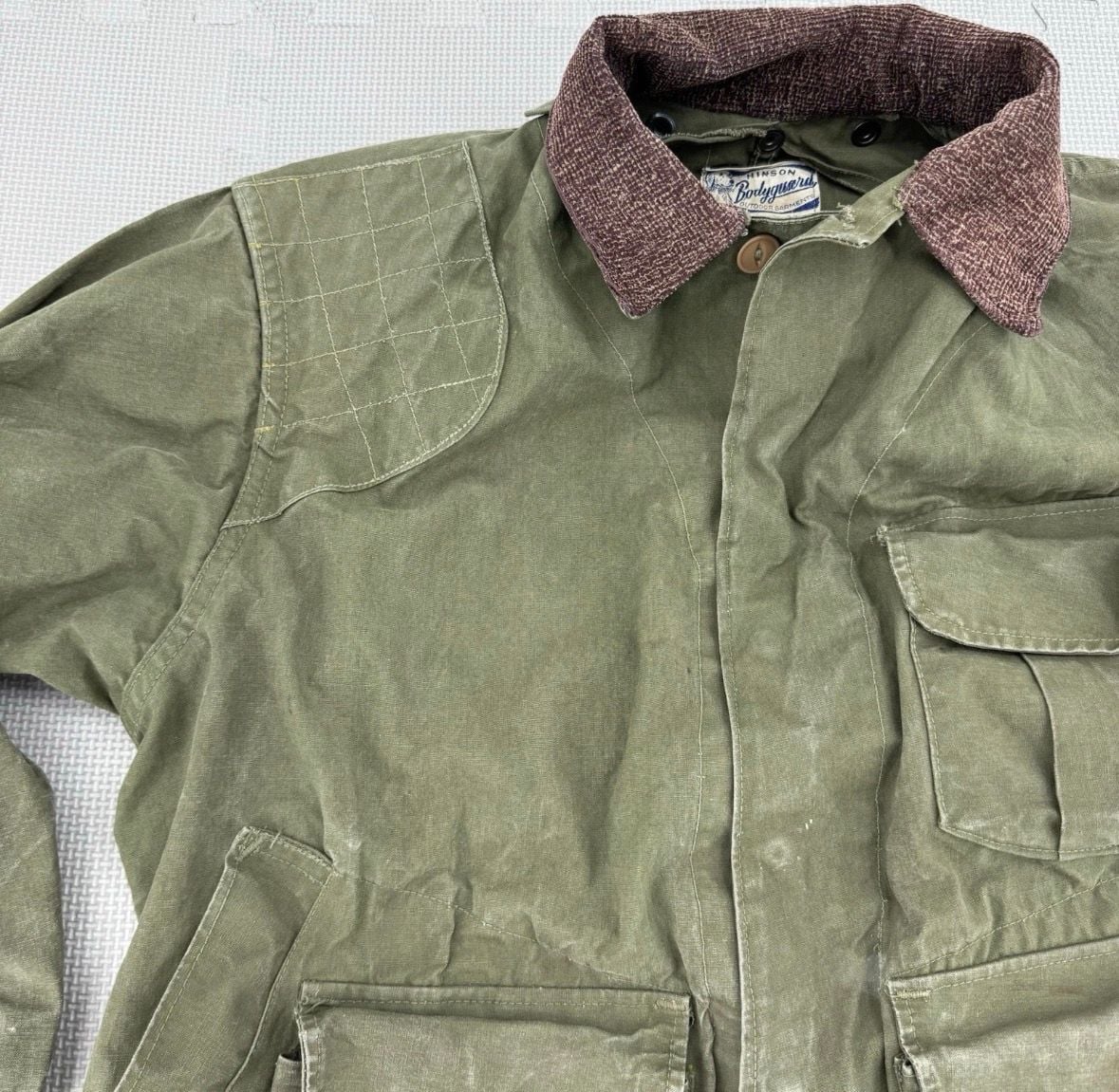VTG 40s Hinson Bodyguard Hunting Jacket 44 Canvas Ammo Game Pocket Corduroy 9