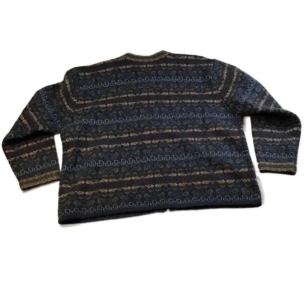 Eagle's Eye 100% Wool Nordic Cardigan with Pewter Clasps XL Vintage Cottagecore 11