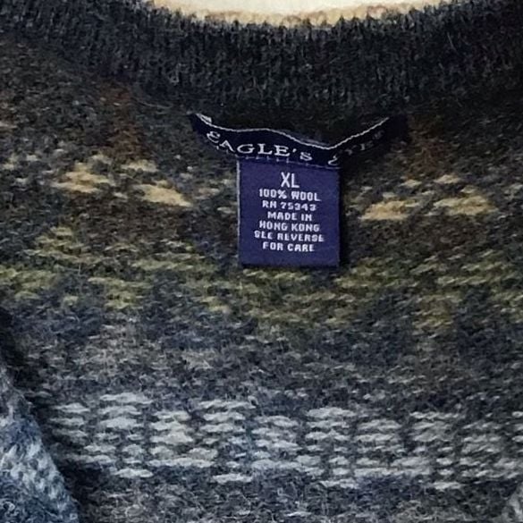 Eagle's Eye 100% Wool Nordic Cardigan with Pewter Clasps XL Vintage Cottagecore 10