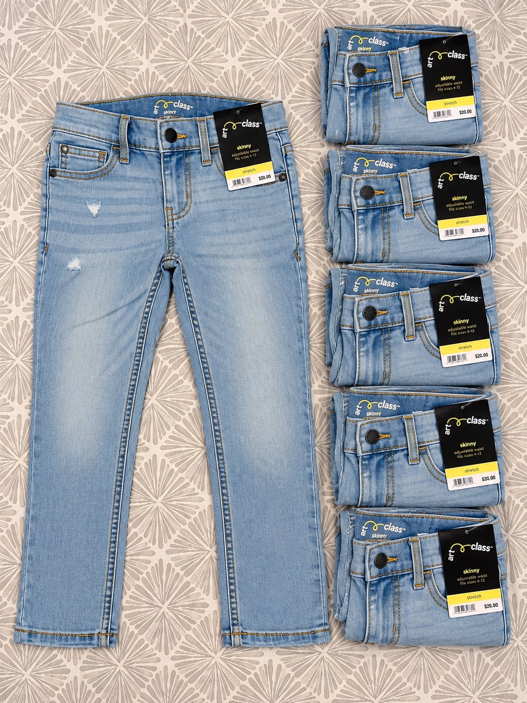Lot of 6 - art class Skinny Adjustable Waist Jeans Light Wash Stretch 1