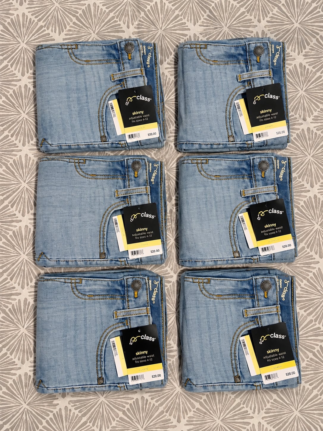 Lot of 6 - art class Skinny Adjustable Waist Jeans Light Wash Stretch 2