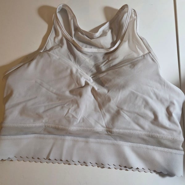 Zyia Active White Star Mesh Sports Bra Scalloped Hem Size M