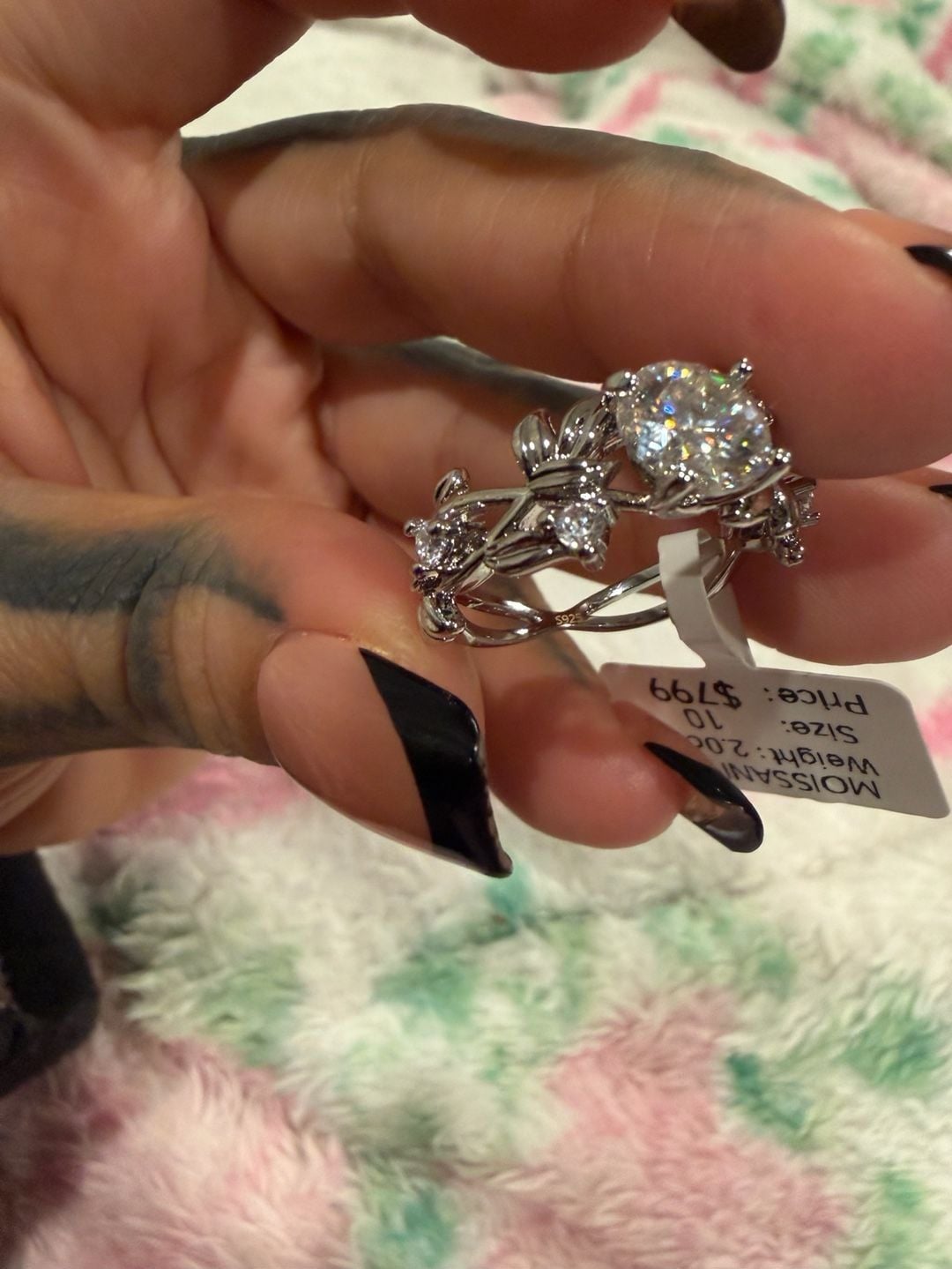 2.0 Carat Moissanite Ring Size 10 Sterling Silver 4